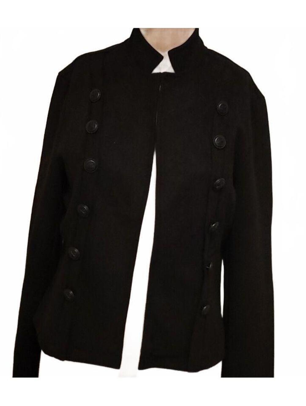 Chouyatou Women's Faux Suede Leather Black Blazer Jacket Coat Size S